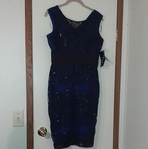 Dark Blue and black lace dress
